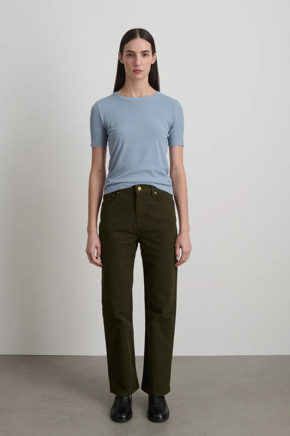B SIDES Superfine Rib Cotton Crepe Jersey Double Tee