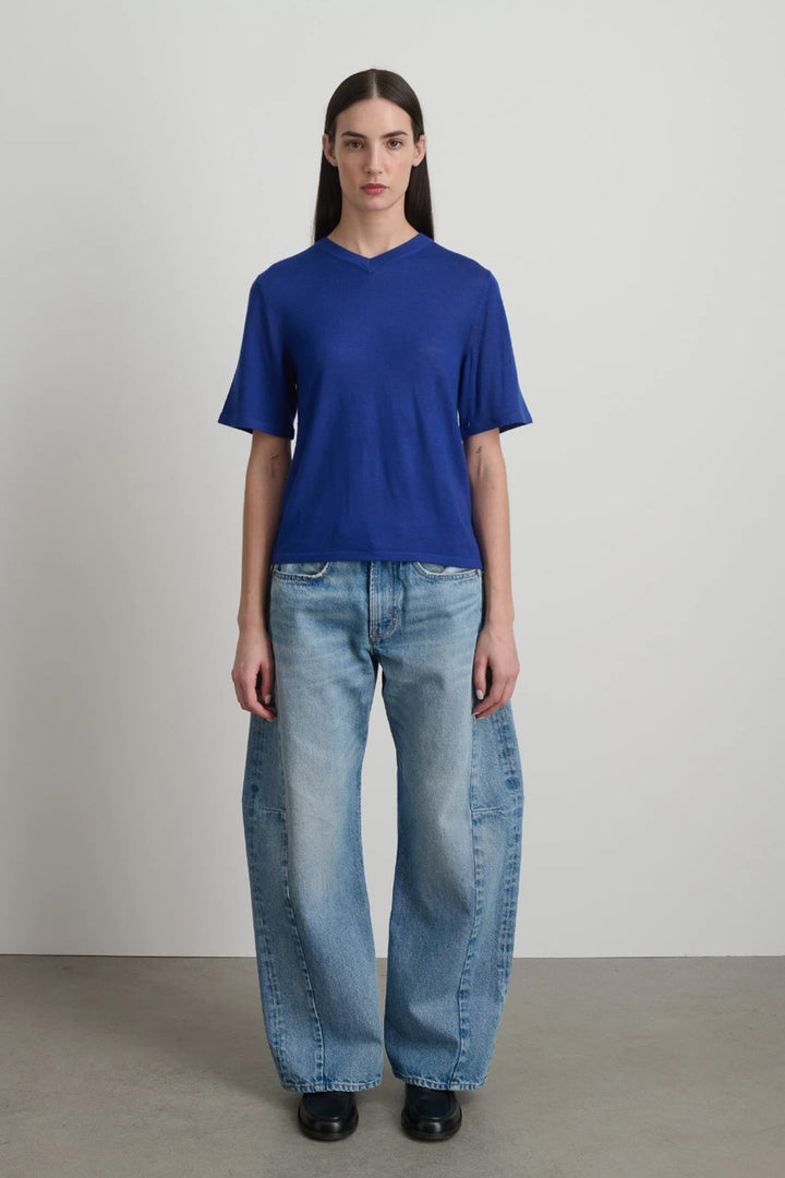 B SIDES Ultrafine Merino Wool Short Sleeve V Neck