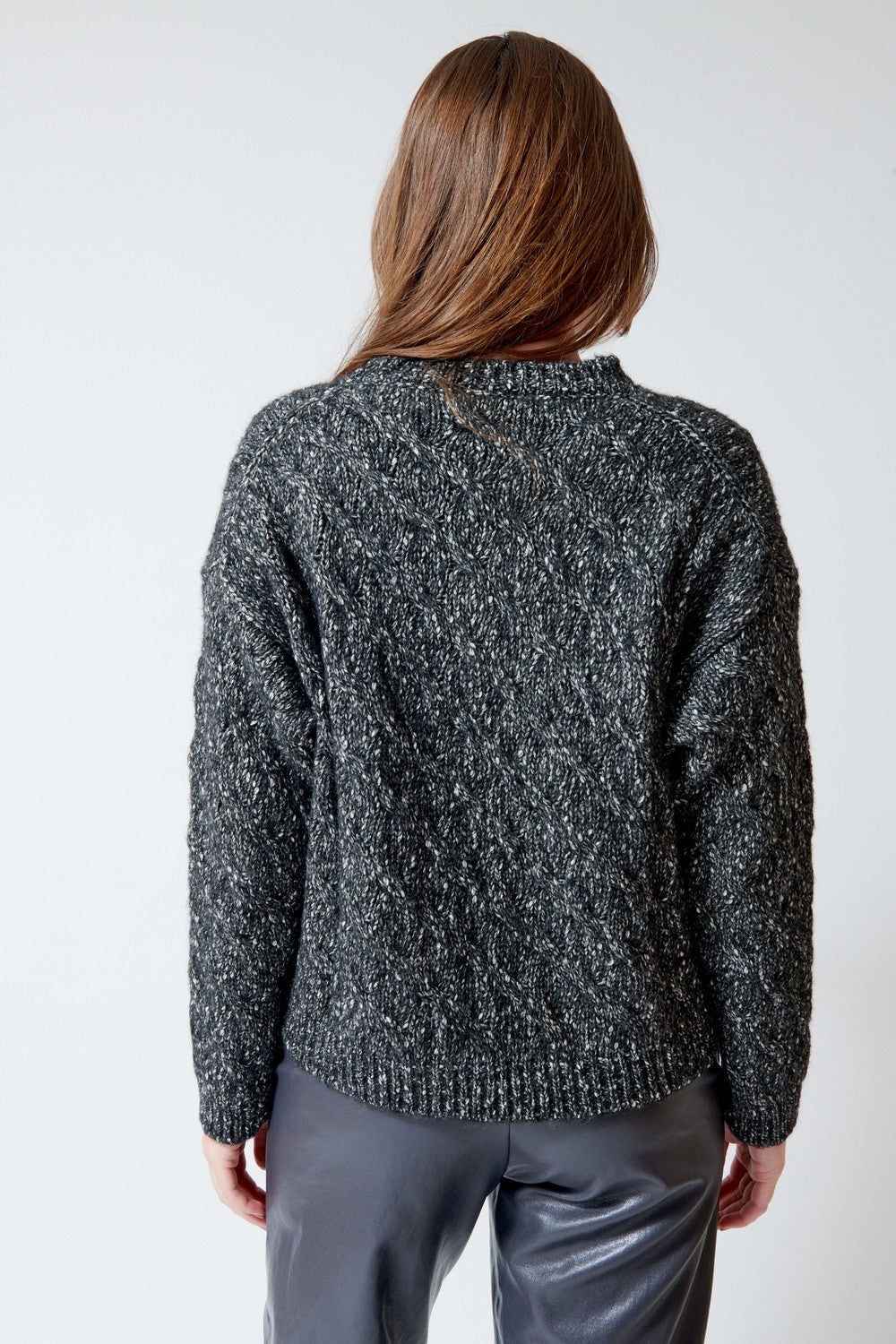 Base Beth Serpentine Cable Knit Crew Pullover