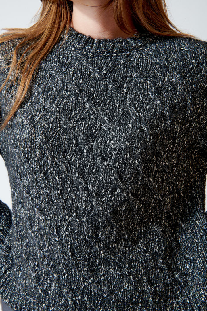 Base Beth Serpentine Cable Knit Crew Pullover