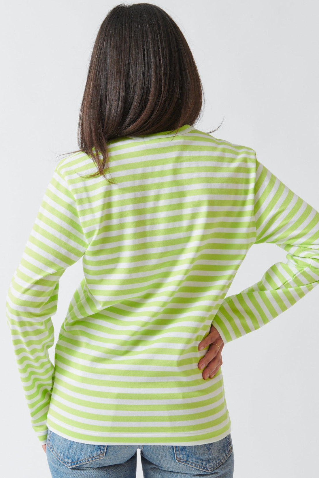 Comme des Garçons PLAY Red Emblem Long Sleeve Striped T Shirt