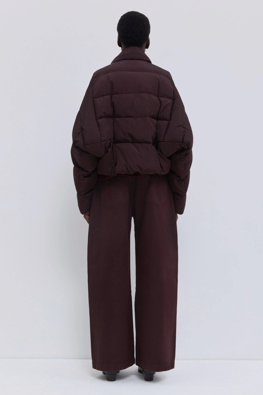Christian Wijnants Jani Cropped Down Jacket, Plum — Grethen House