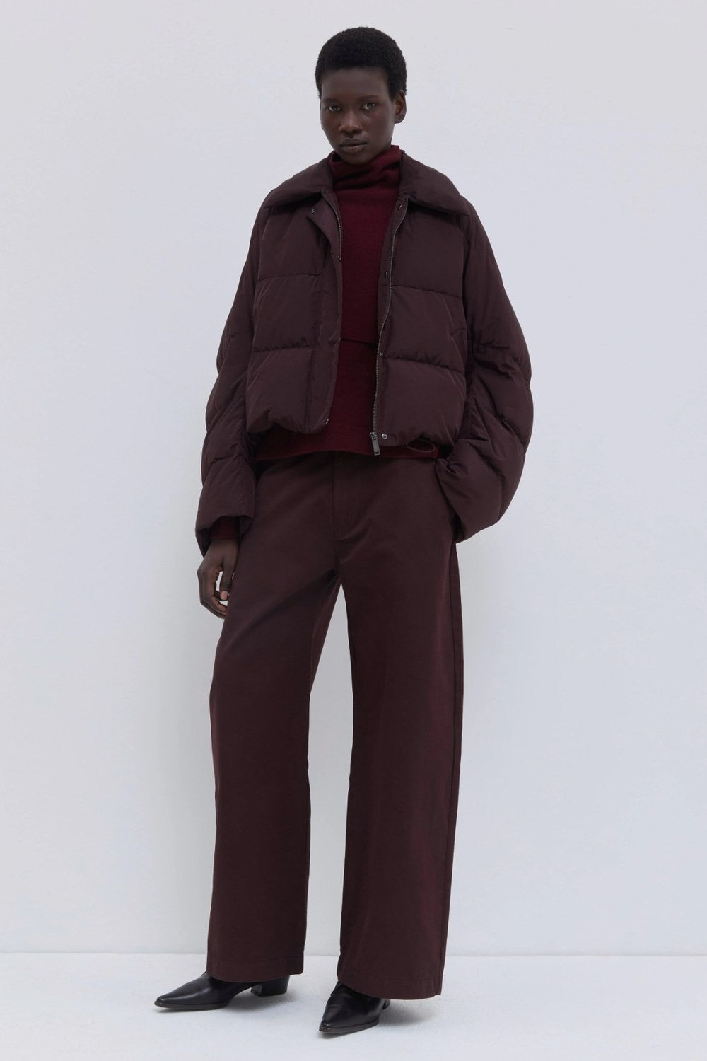 Christian Wijnants Jani Cropped Down Jacket, Plum — Grethen House