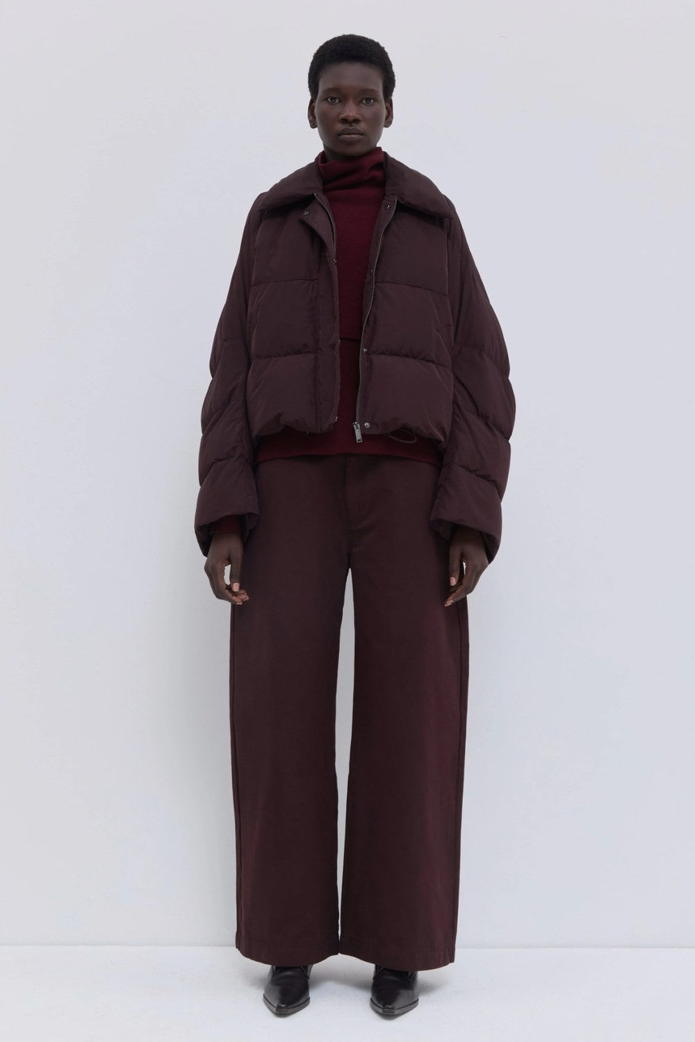 Christian Wijnants Jani Cropped Down Jacket, Plum — Grethen House