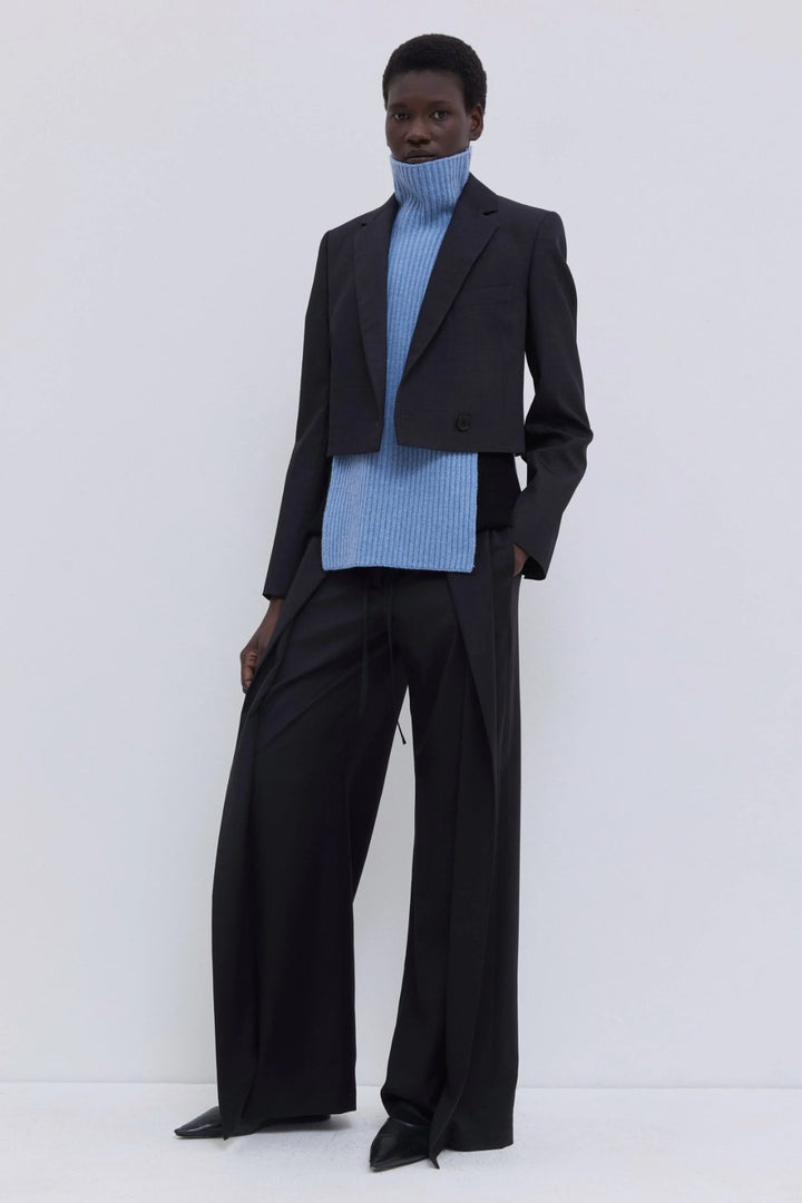 Christian Wijnants Jordia Cropped Tailored Blazer, Charcoal Melange — Grethen House