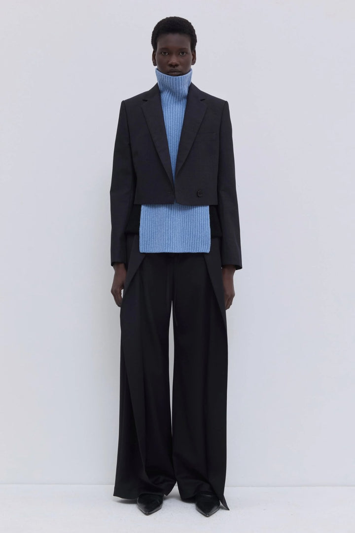 Christian Wijnants Jordia Cropped Tailored Blazer, Charcoal Melange — Grethen House