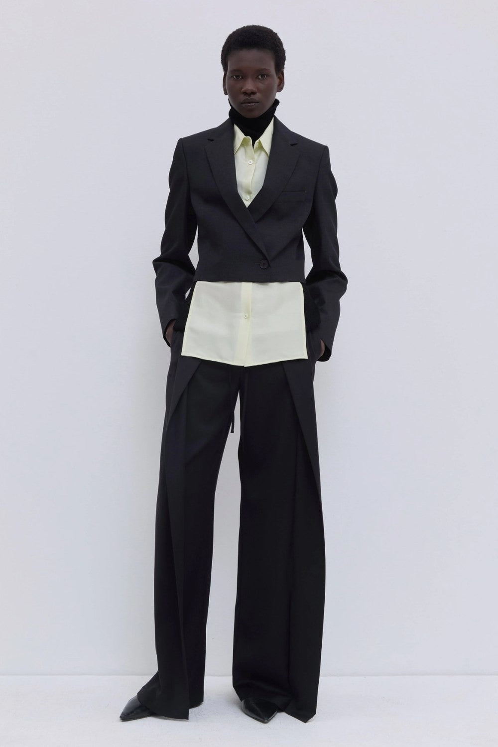 Christian Wijnants Jordia Cropped Tailored Blazer, Charcoal Melange — Grethen House