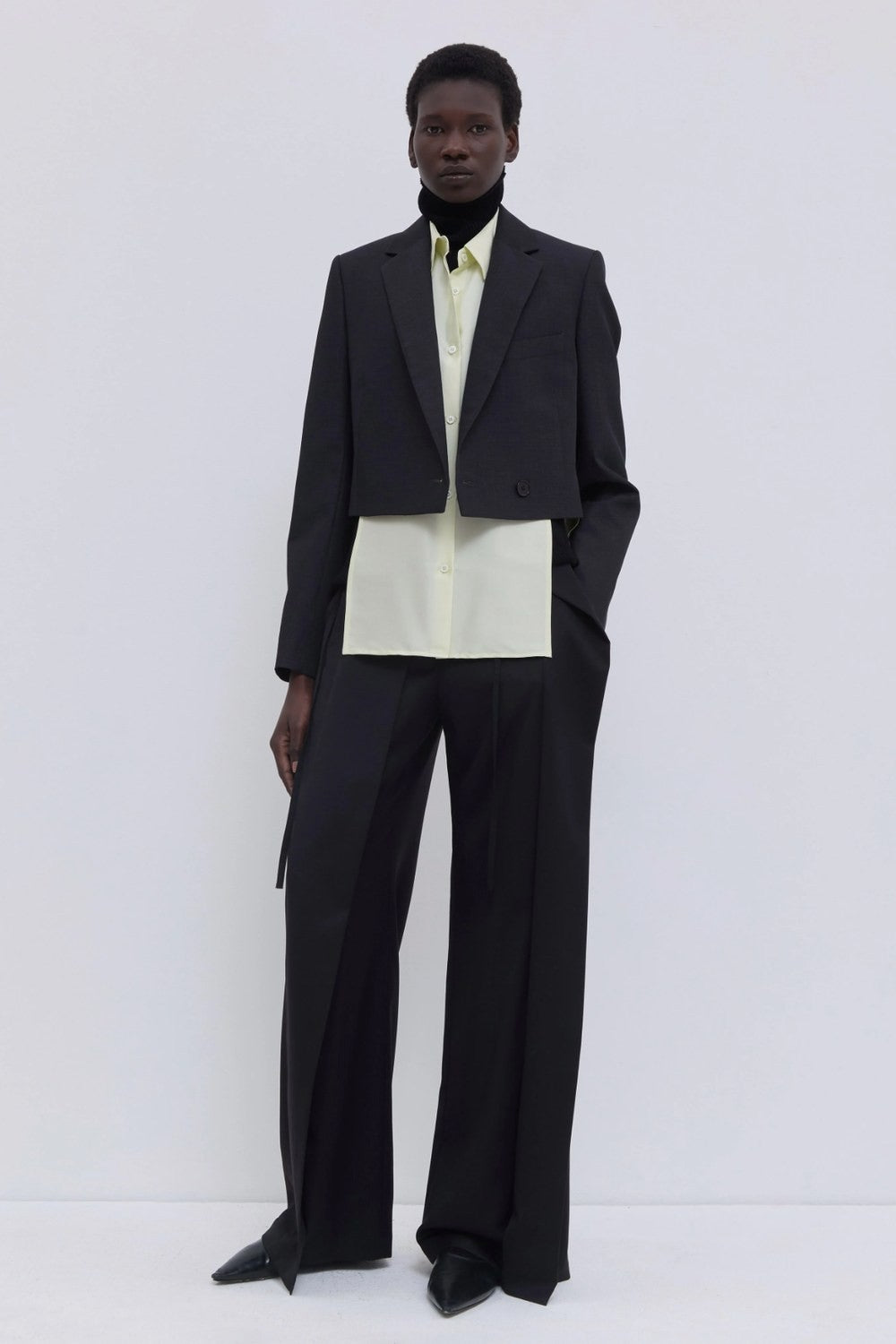 Christian Wijnants Jordia Cropped Tailored Blazer, Charcoal Melange — Grethen House