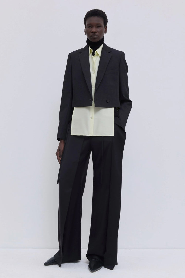 Christian Wijnants Jordia Cropped Tailored Blazer, Charcoal Melange — Grethen House