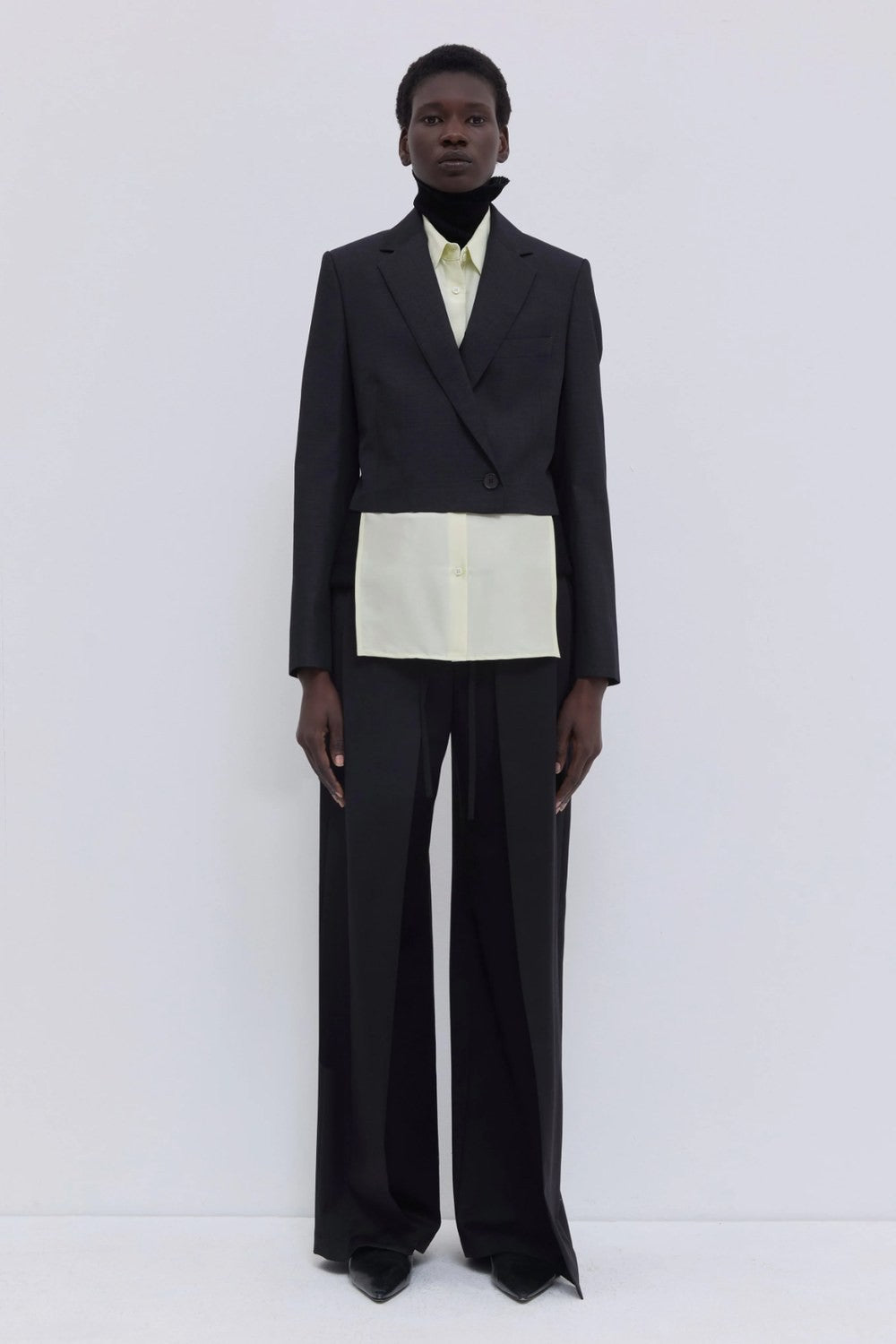 Christian Wijnants Jordia Cropped Tailored Blazer, Charcoal Melange — Grethen House