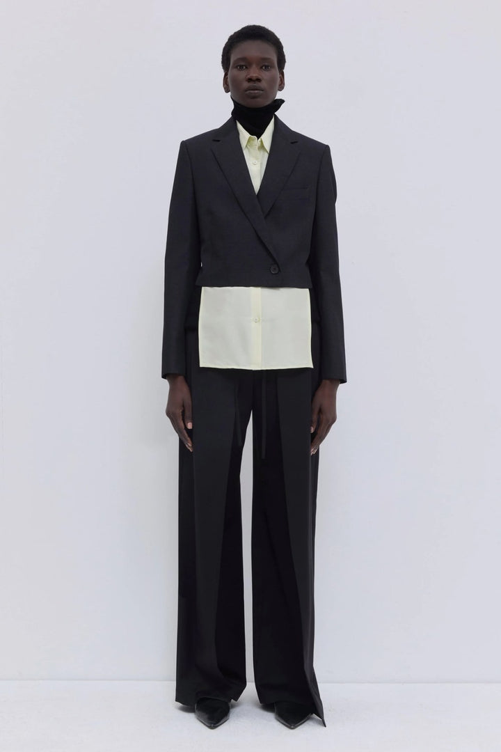 Christian Wijnants Jordia Cropped Tailored Blazer, Charcoal Melange — Grethen House