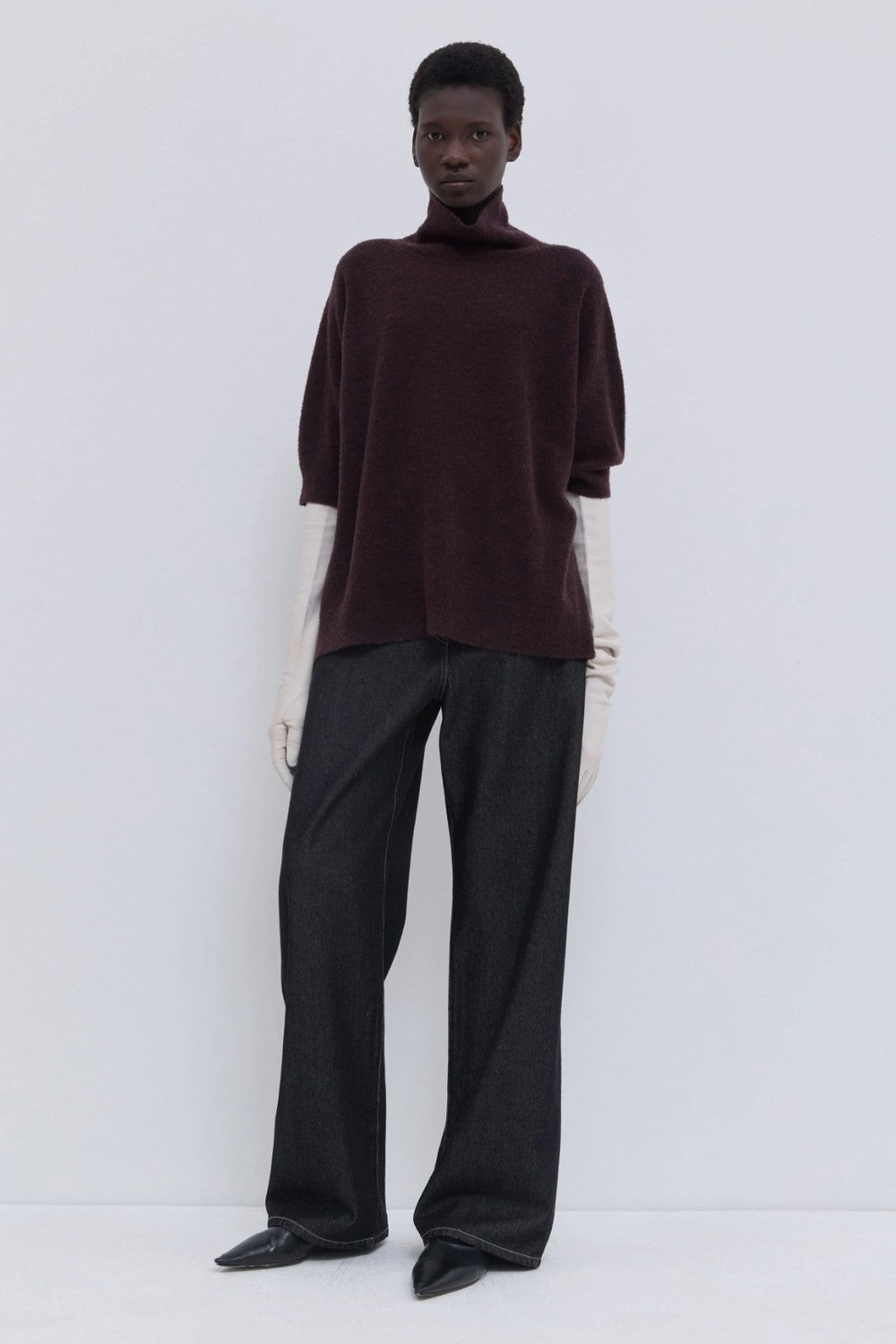 Christian Wijnants Kaluhu Bouclé Turtleneck Sweater, Deep Plum — Grethen House