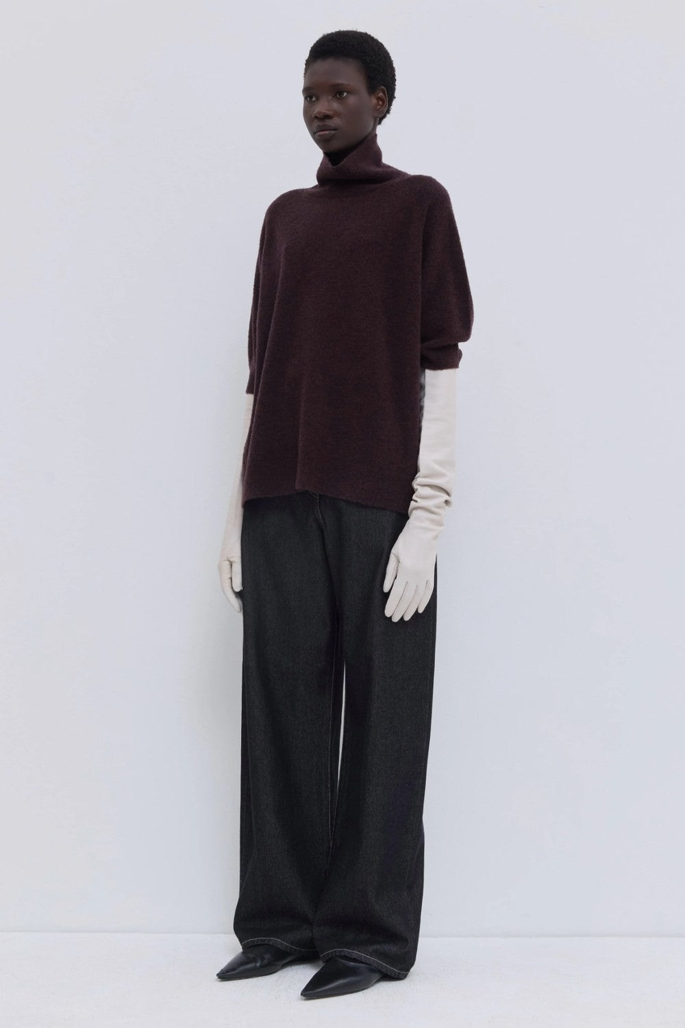 Christian Wijnants Kaluhu Bouclé Turtleneck Sweater, Deep Plum — Grethen House