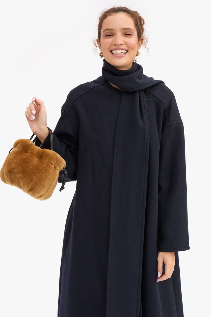 Clare V. Emma With Top Handle in Teddy Shearling — styled look 3