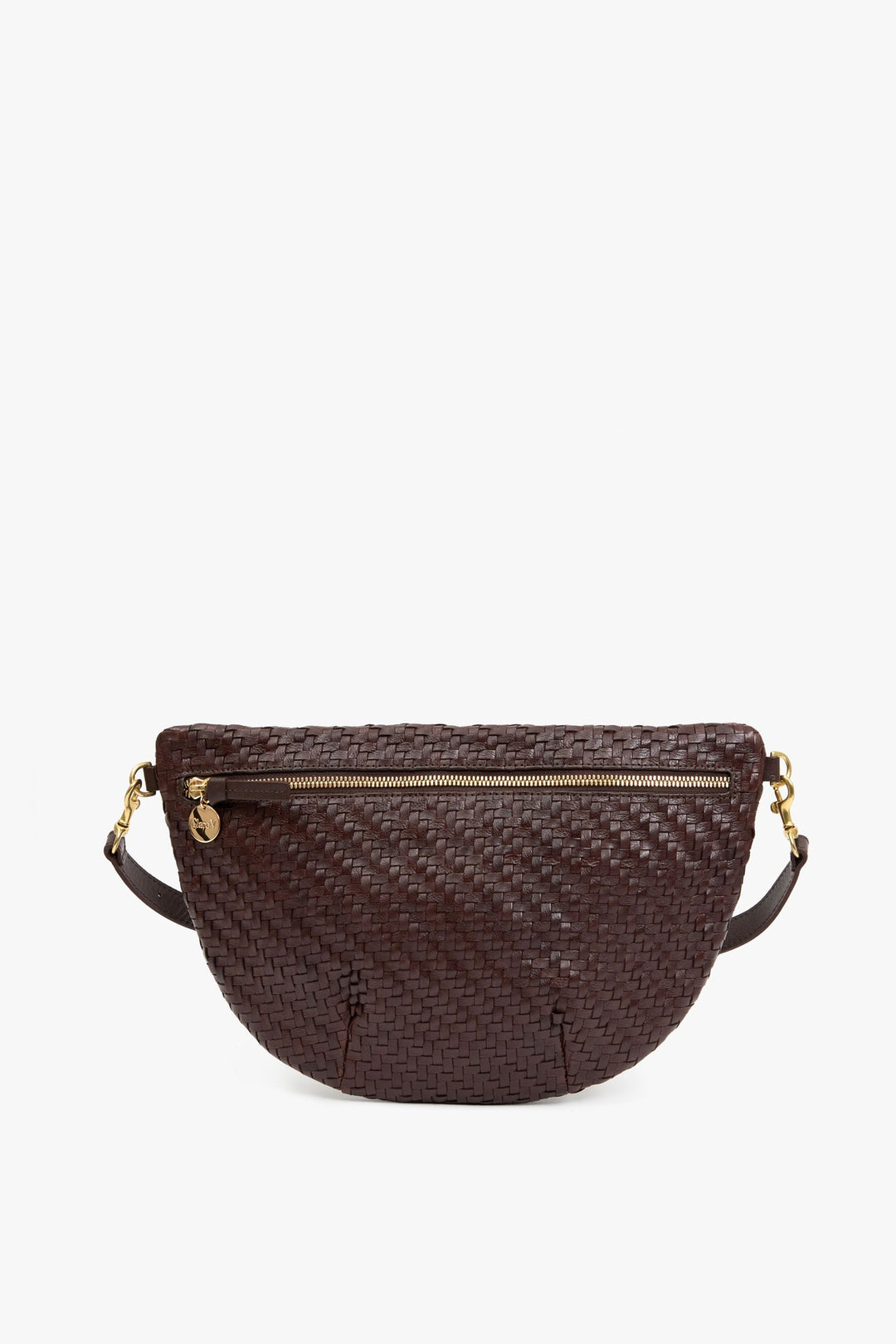 Clare V. Grande Fanny in Chocolate Woven Zig Zag — front view