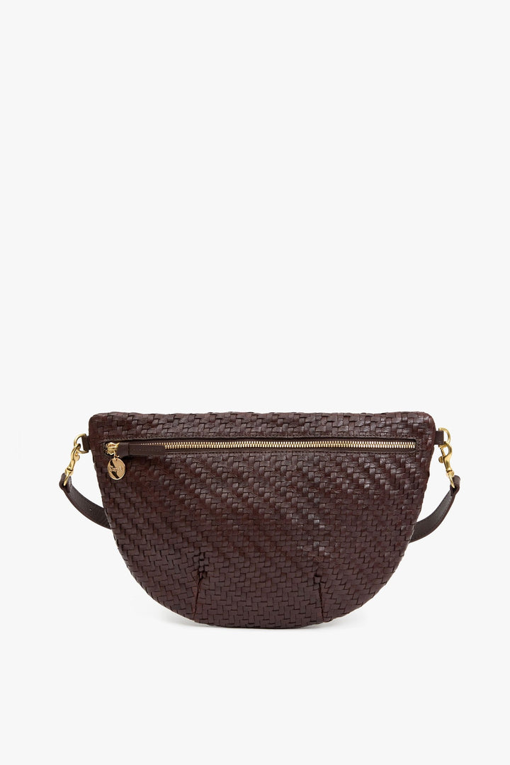 Clare V. Grande Fanny in Chocolate Woven Zig Zag — front view