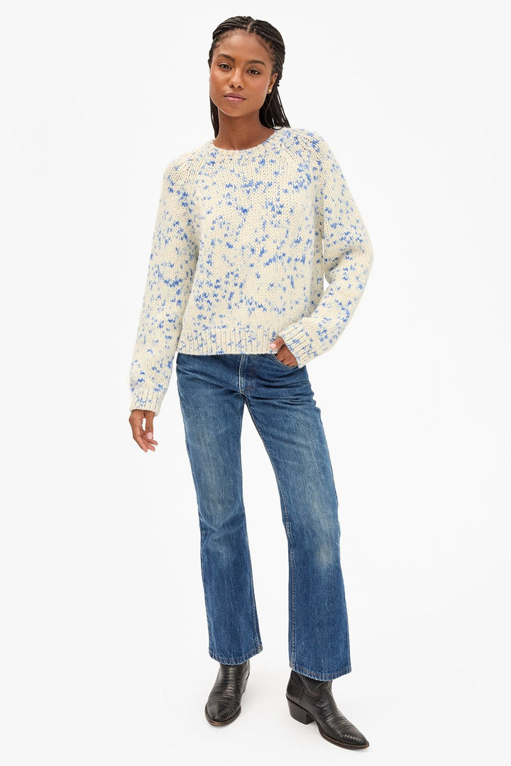 Clare V. Le Court Sweater, Cream/Cobalt Speckle — Grethen House