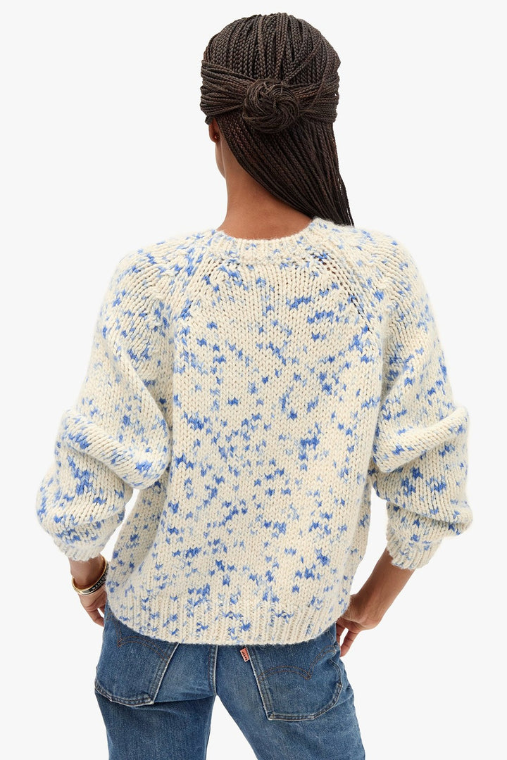 Clare V. Le Court Sweater, Cream/Cobalt Speckle — Grethen House