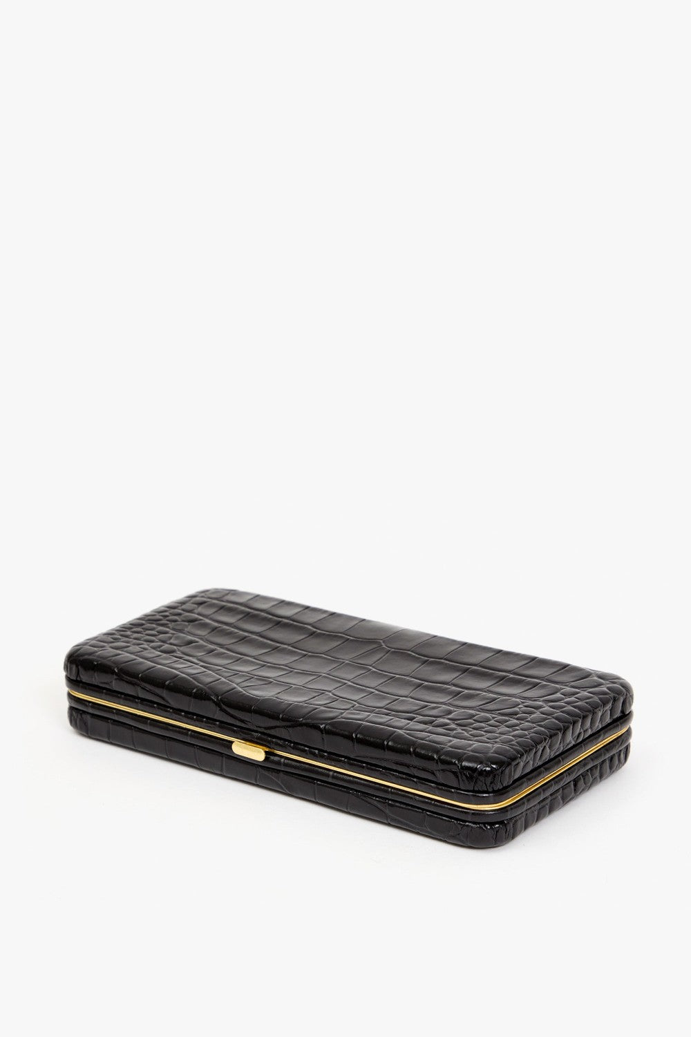 Clare V. Le Tabac Clutch, Congo Croco Black — Grethen House