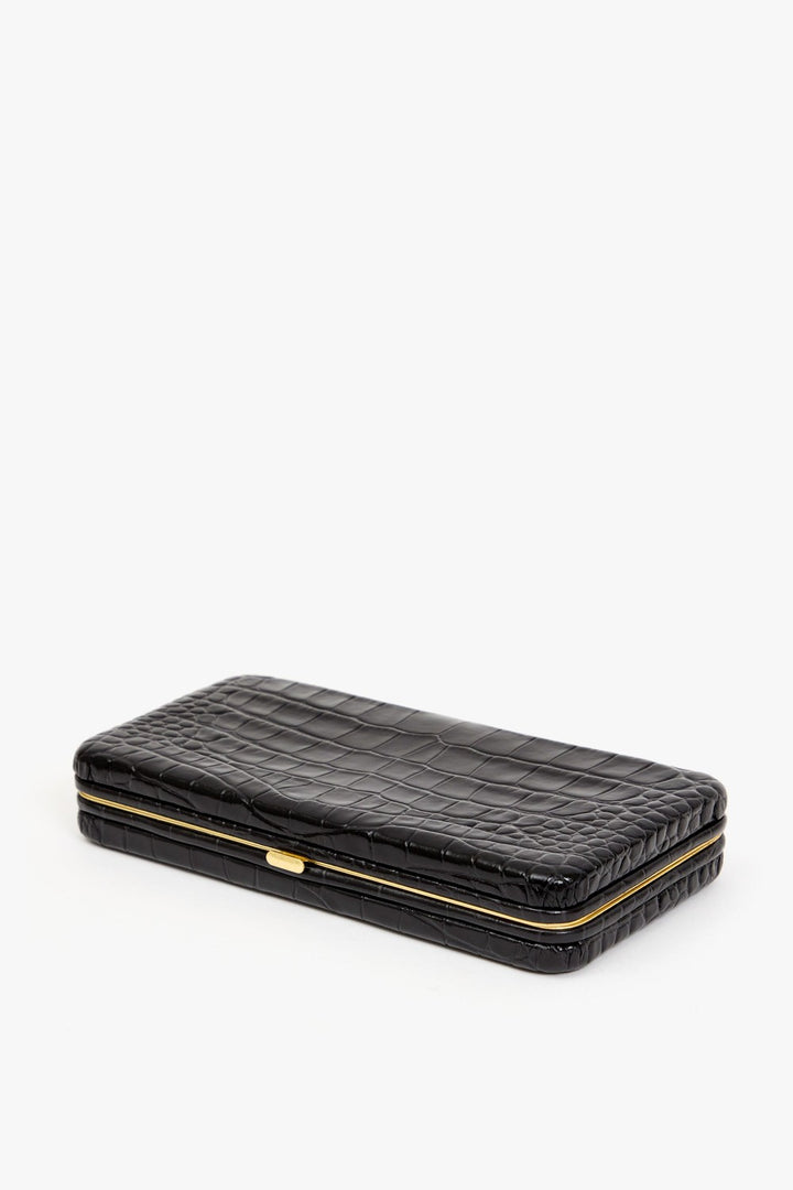 Clare V. Le Tabac Clutch, Congo Croco Black — Grethen House