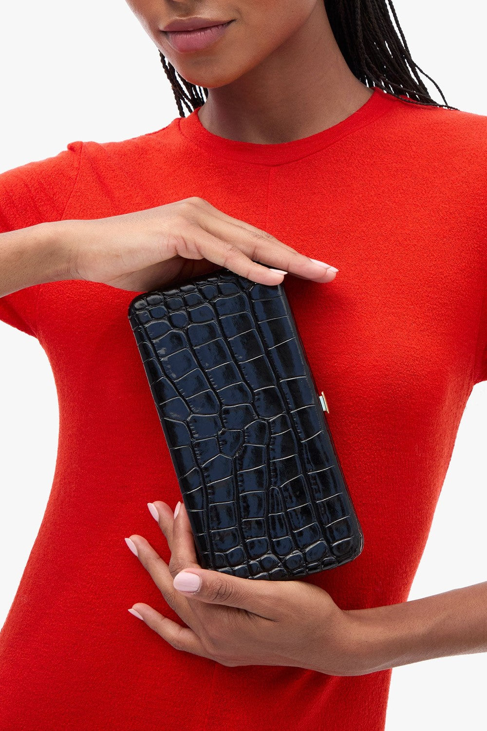 Clare V. Le Tabac Clutch, Congo Croco Black — Grethen House