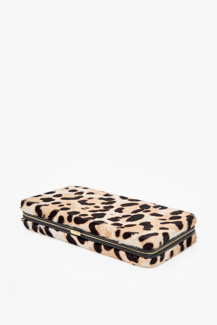Clare V. Le Tabac Clutch, Snow Leopard Hair-On Cream/Black — Grethen House