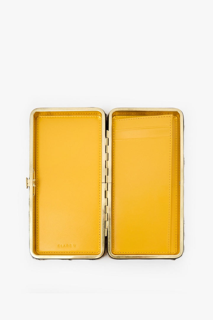 Clare V. Le Tabac Clutch, Snow Leopard Hair-On Cream/Black — Grethen House