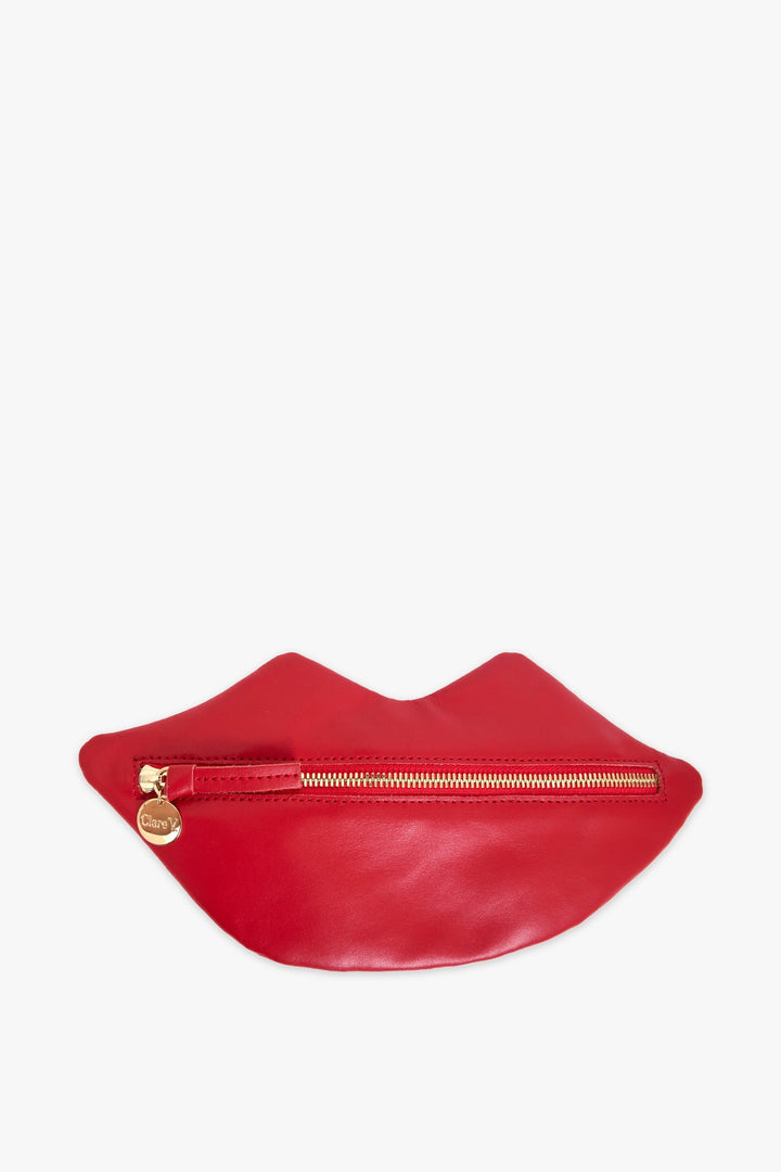 Clare V. Lips Flat Clutch, Super Red Calfin — Grethen House