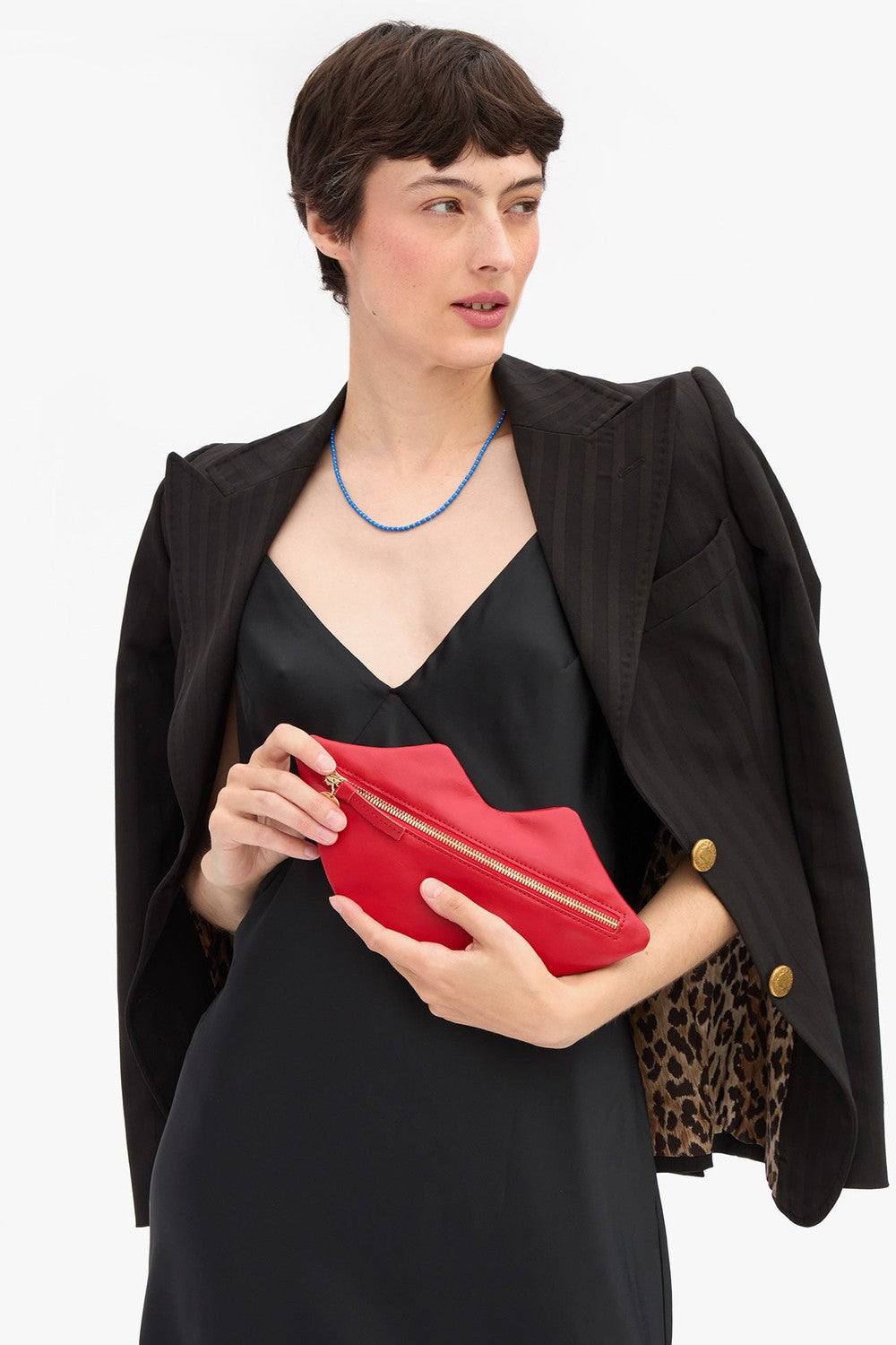 Clare V. Lips Flat Clutch, Super Red Calfin — Grethen House