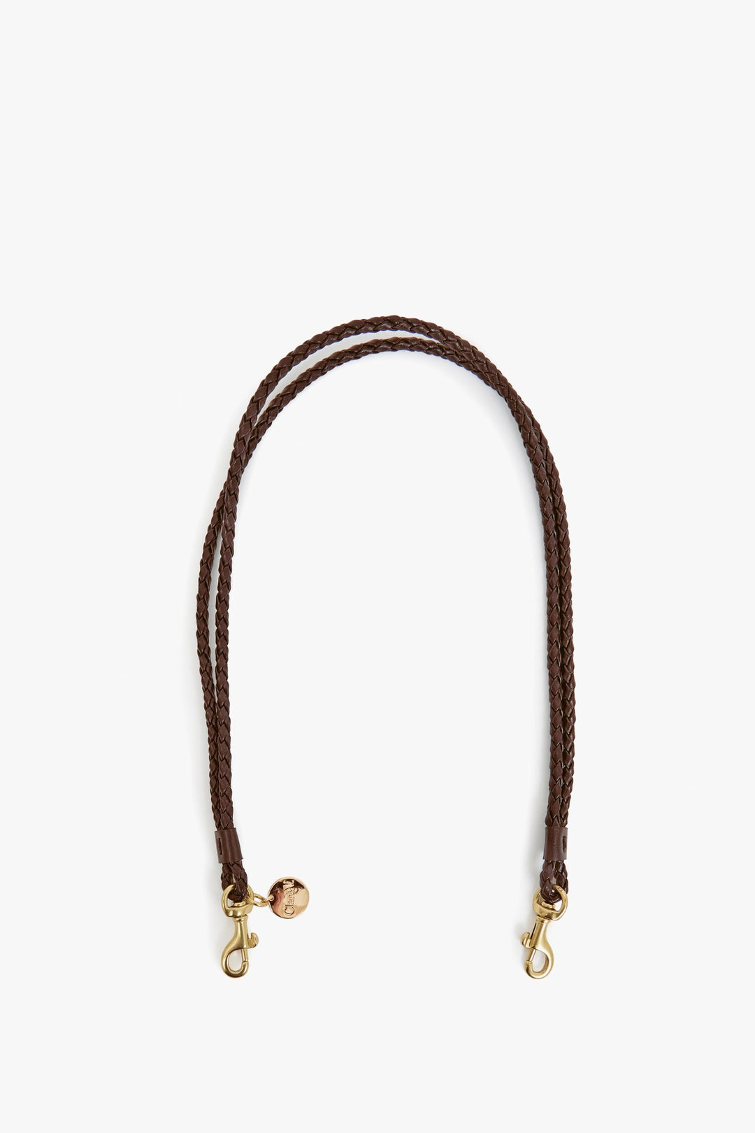 Clare V. Shoulder Strap in Chocolate Petite Double Braid — front view
