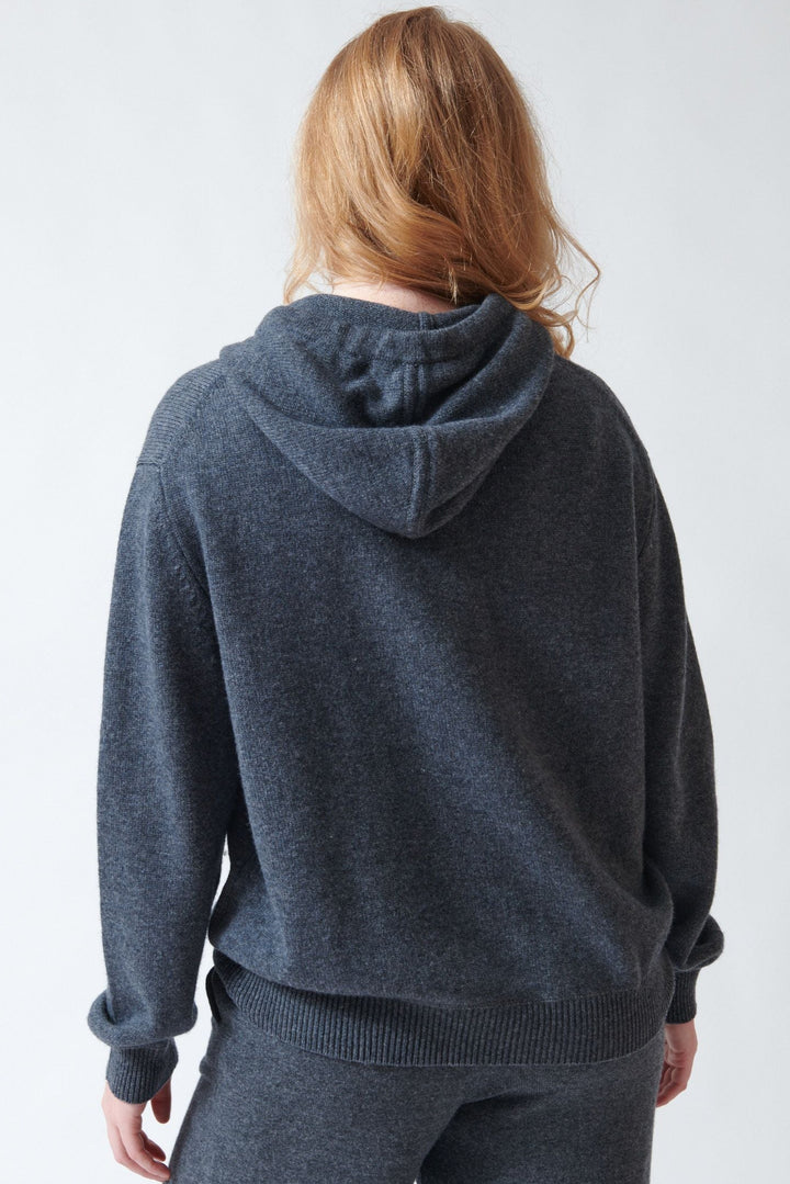Waverly wearing Jumper 1234 Merino Hoodie rear view