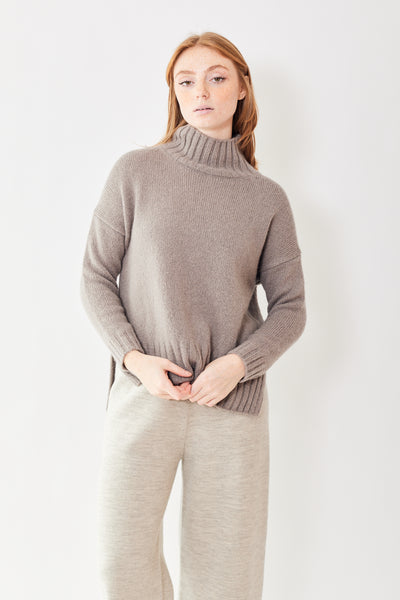 Front of Evam Eva Alpaca Wool Turtleneck on a model
