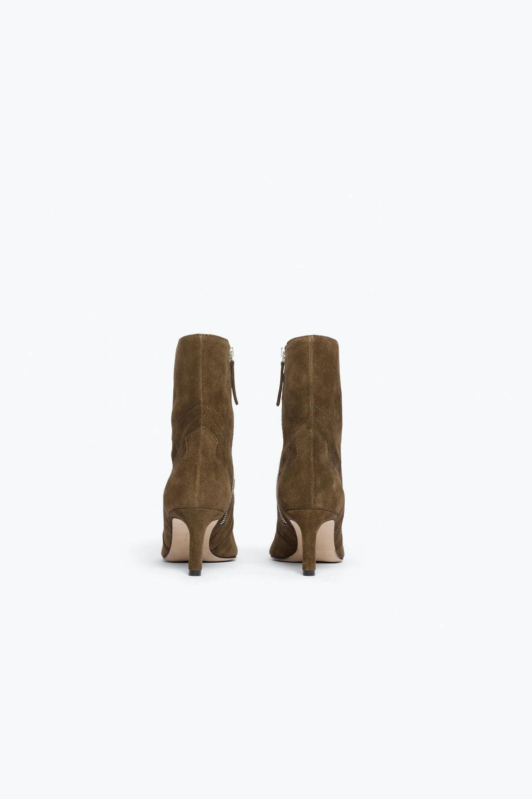 Frēda Salvador Shaina Pointed Toe Mid Shaft Boot, Moss Suede — Grethen House