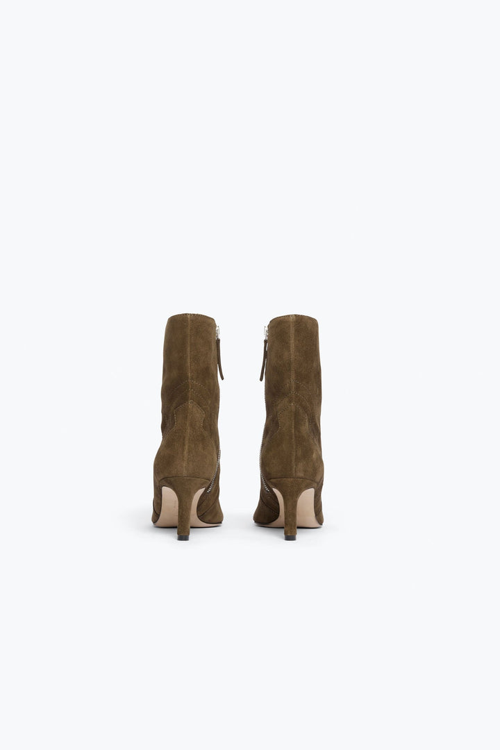 Frēda Salvador Shaina Pointed Toe Mid Shaft Boot, Moss Suede — Grethen House
