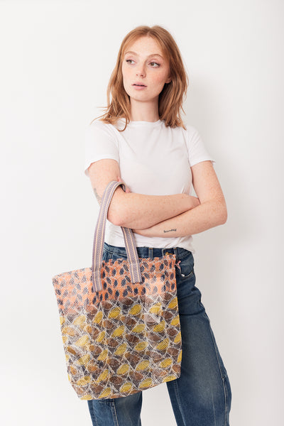 Waverly wearing  Épice Kanpur Large Mesh Tote front view