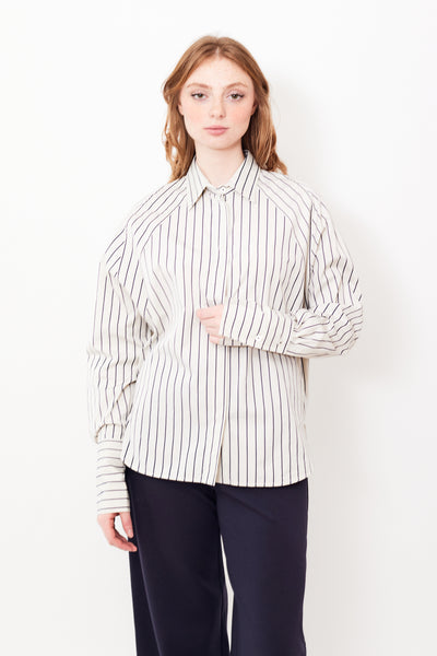 Waverly wearing Odeeh Bold Stripe Shirt front view