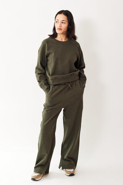 Amanda wearing Kowtow Utility Trackpant front view