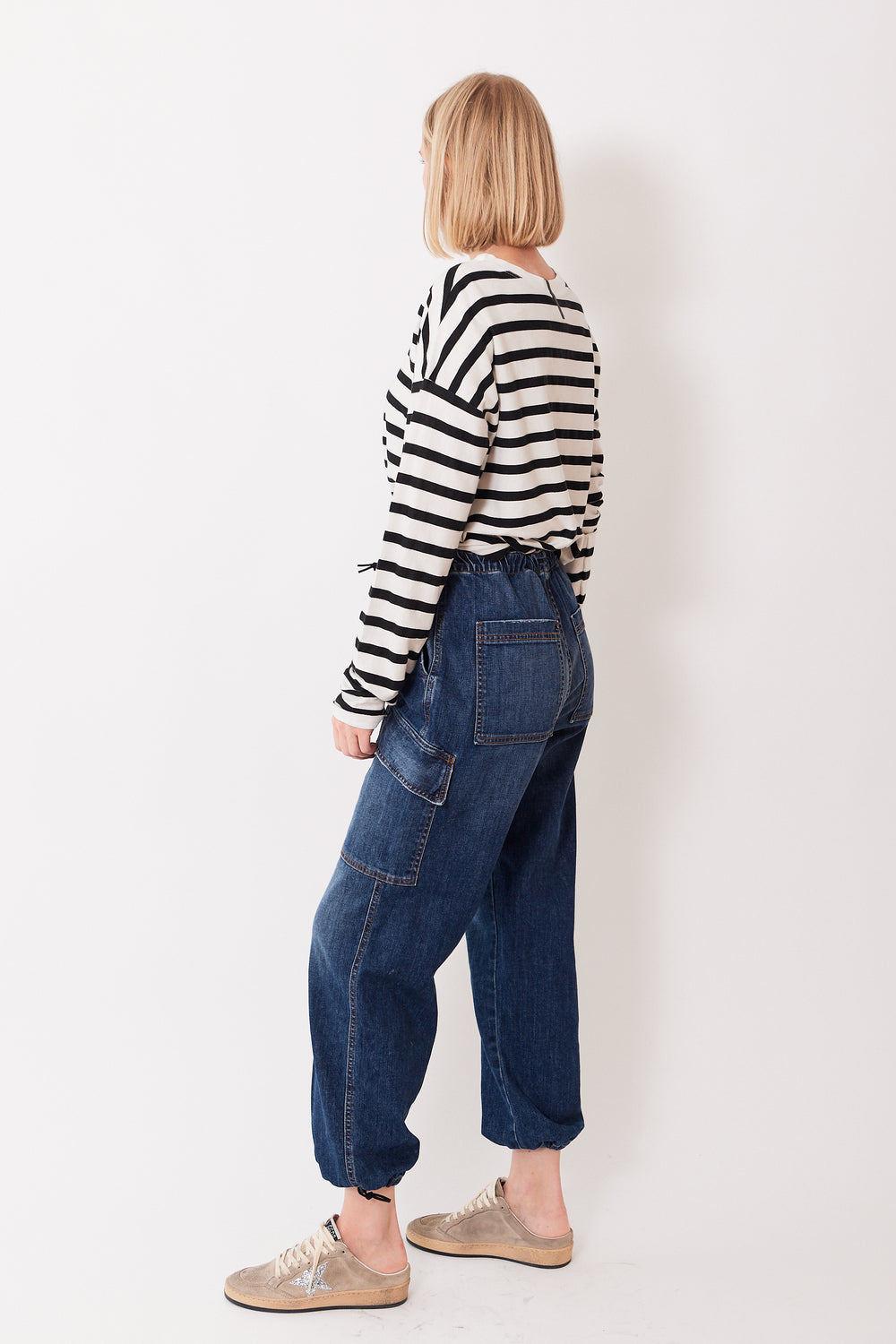 Madi wearing ASKK NY Parachute Pant rear view
