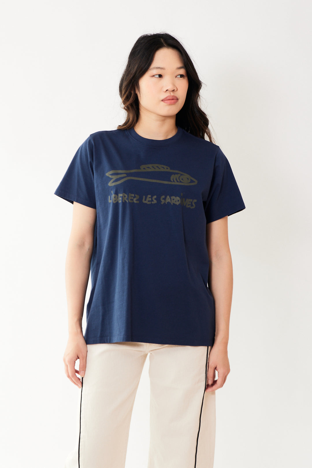 Madelyn wearing Clare V. Original Tee front view