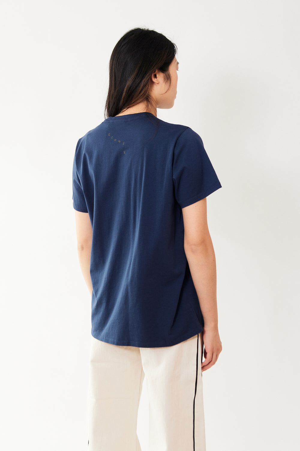 Madelyn wearing Clare V. Original Tee rear view