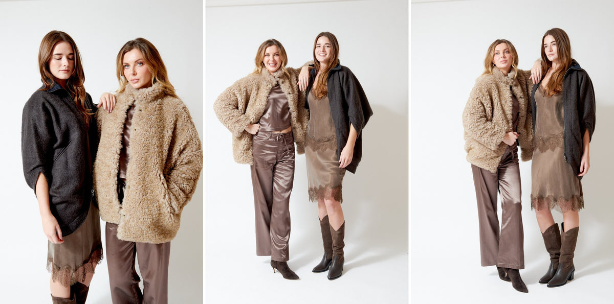 Grethen House editorial — Zero + Maria Cornejo coats