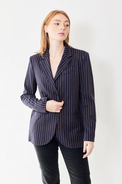 Front of Harris Wharf Boyfriend Blazer w/ Shoulder Pads on a model