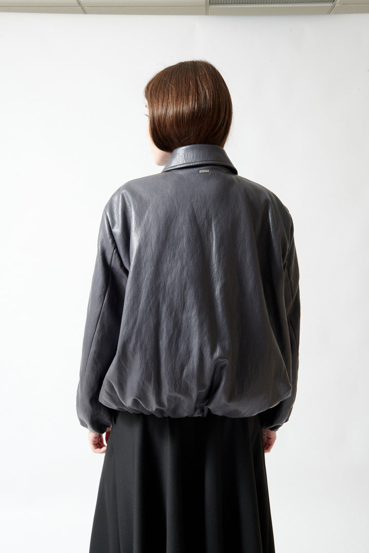 Herno Faux Leather Toggle Bottom Dual Zip Jacket