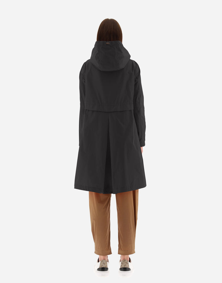 Herno Techno Taffeta Parka With Removable Hood, Black — Grethen House