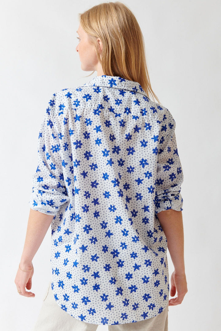 Madi wearing Frank & Eileen Eileen Relaxed Button Up Shirt rear view
