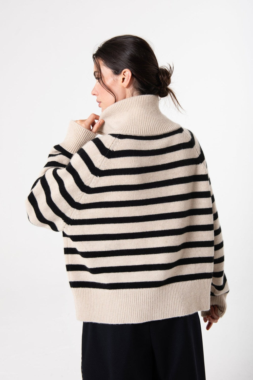 LaoLao Studios Celie Half Zip In Cashmere, Dune — Grethen House
