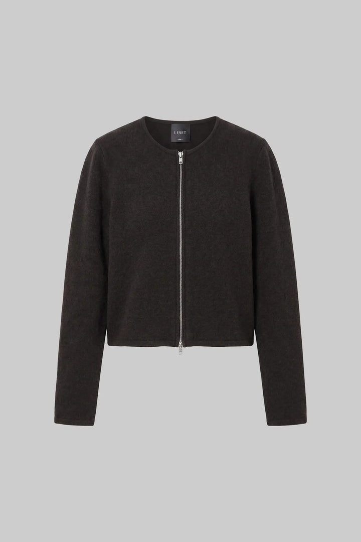 LESET Jesse Zip Cardigan, Chocolate — Grethen House