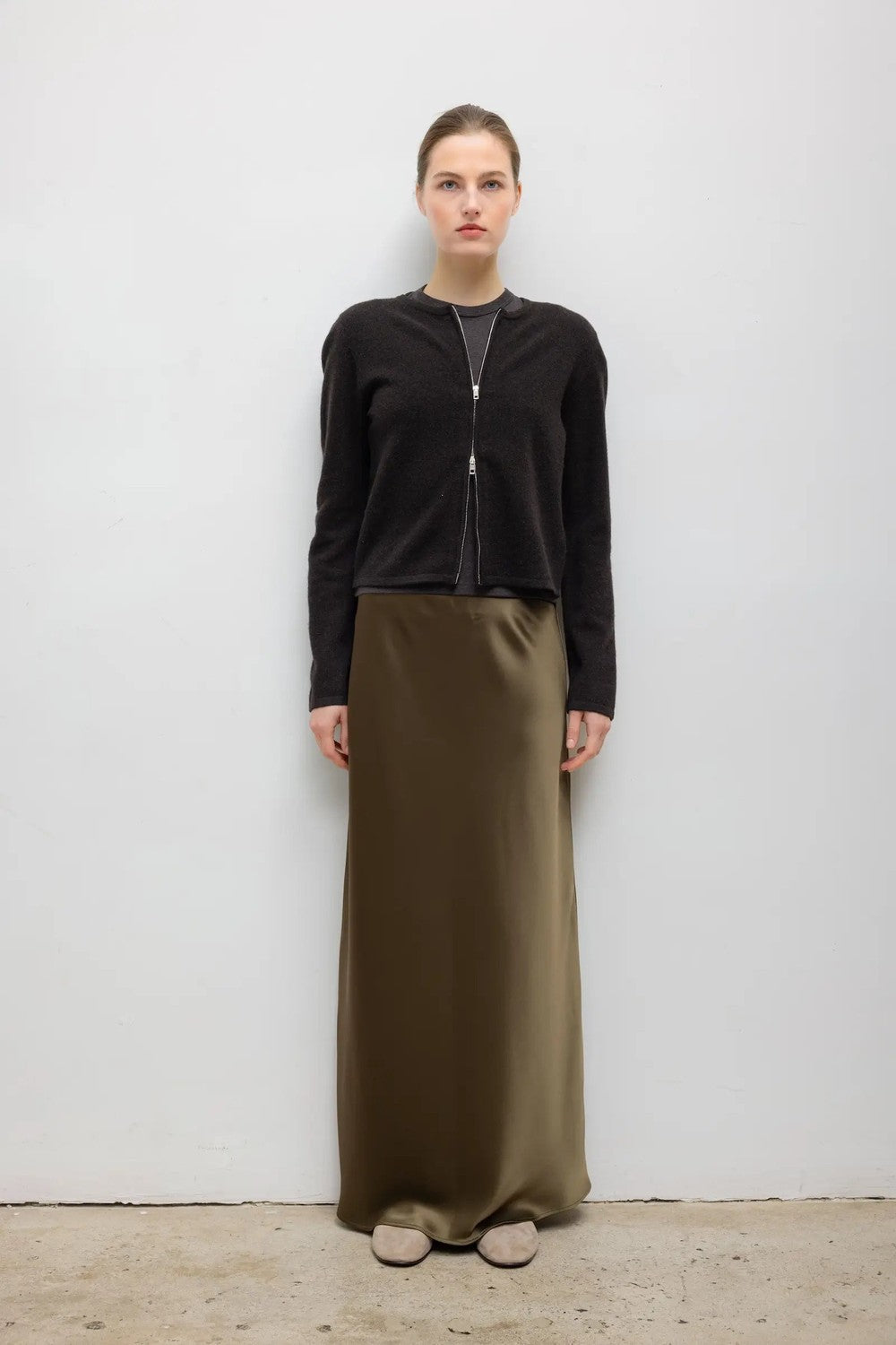 LESET Jesse Zip Cardigan, Chocolate — Grethen House