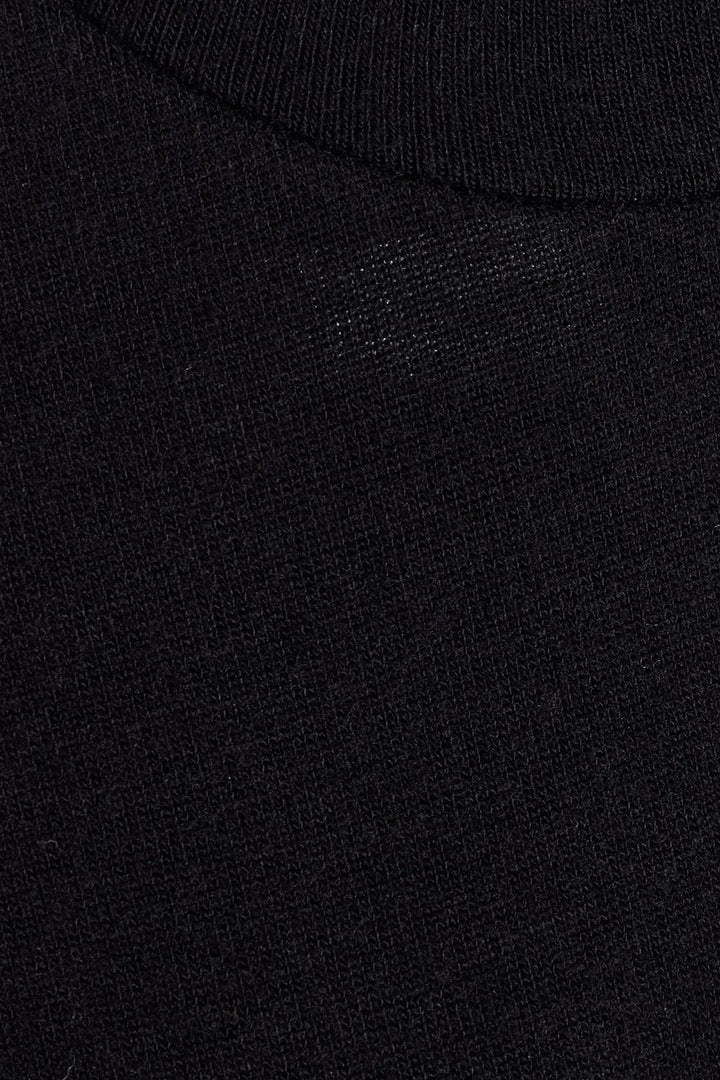 LESET Lauren Long Sleeve Turtleneck in Black, fabric detail