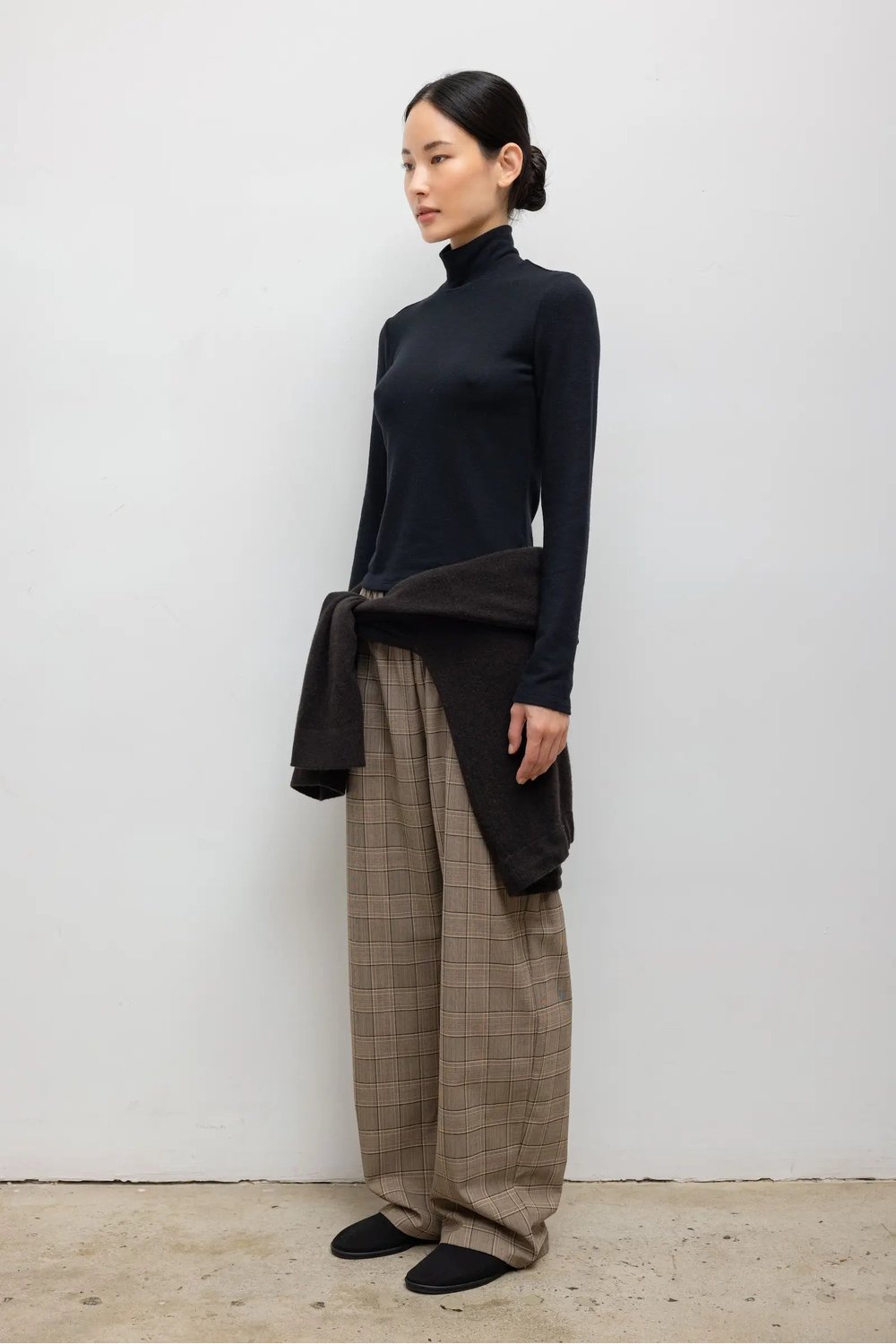 LESET Lauren Long Sleeve Turtleneck in Black, side view